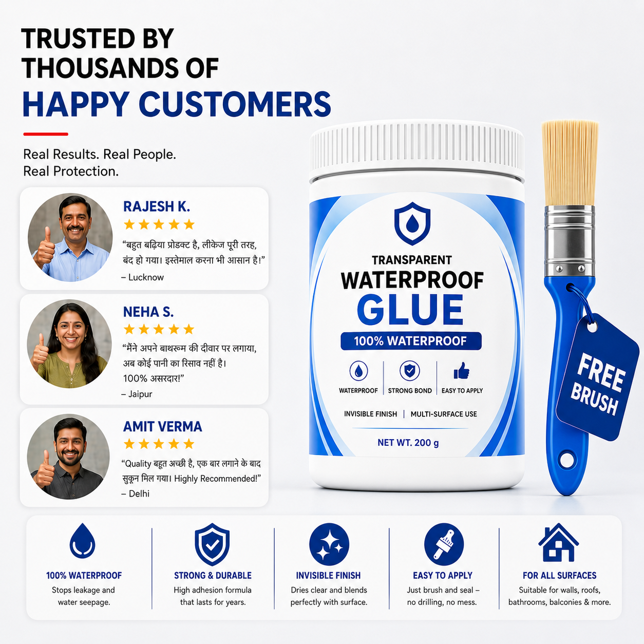 💧Buy 1 Get 1 FREE – Transparent Waterproof Glue + Free Brush!🔥