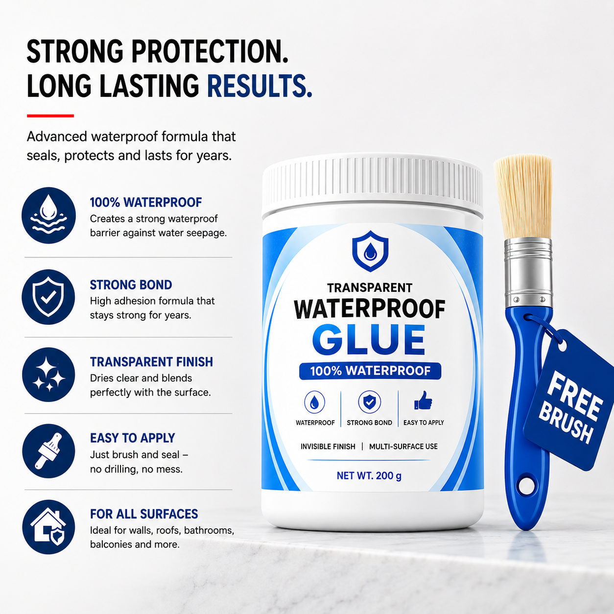 💧Buy 1 Get 1 FREE – Transparent Waterproof Glue + Free Brush!🔥